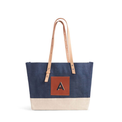 Shoulder Market Bag in Navy “Alphabet Collection”