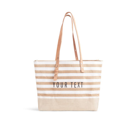 Shoulder Market Bag in White Stripe